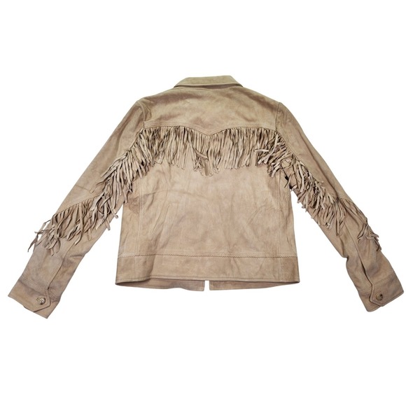 Lauren Ralph Lauren Goat Suede Fringe Western Boho Cowgirl Jacket NWT Tan 2 - Picture 7 of 17